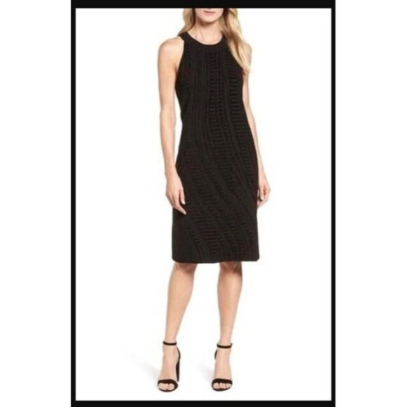 NEW $188 Nic+Zoe Womens Large Black Winter Reign Knit Dress Sleeveless - Picture 1 of 9